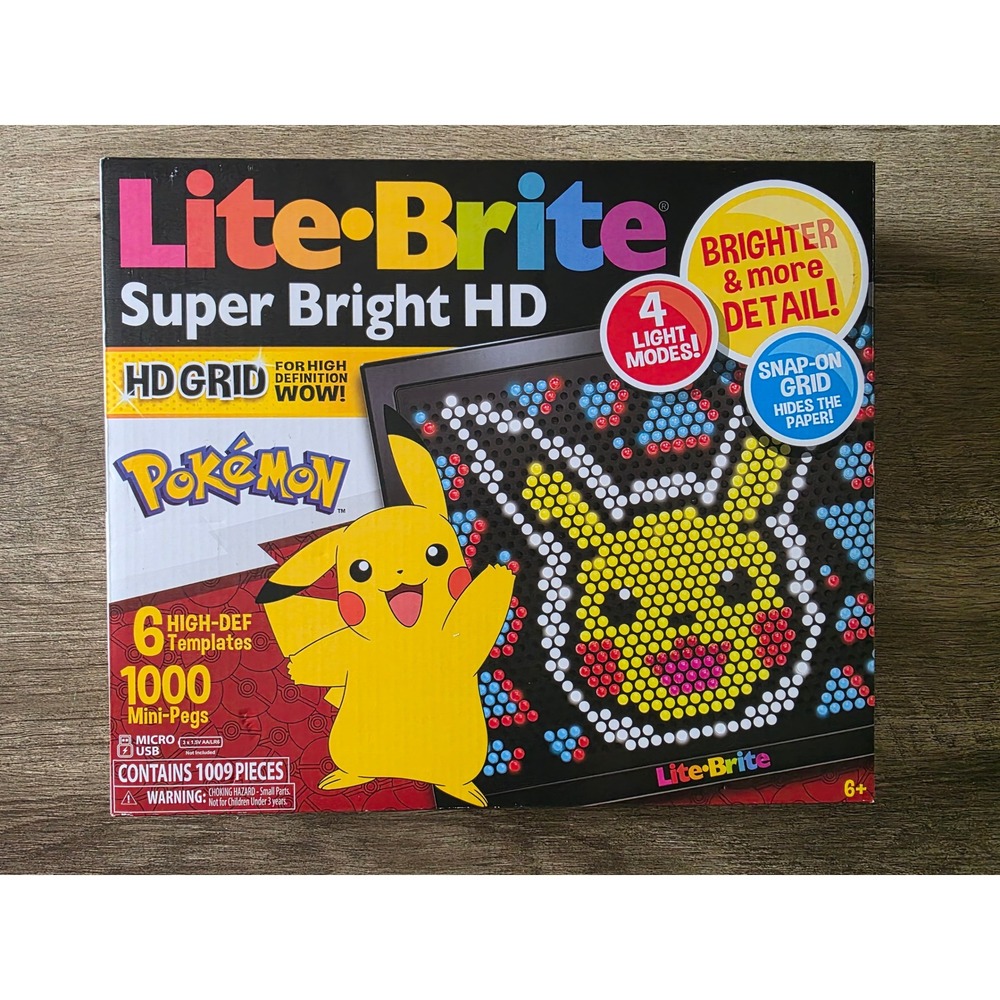 Lite-Brite Super Bright HD Pokemon Pikachu Edition 1000 Mini-Pegs New